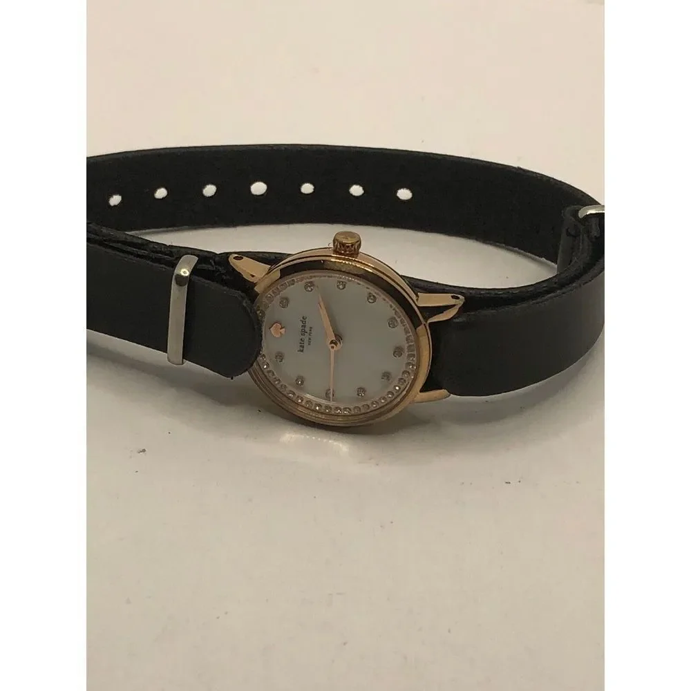 Kate Spade KSW1265 Women's Black Leather Analog Dial Quartz Wrist Watch OP354